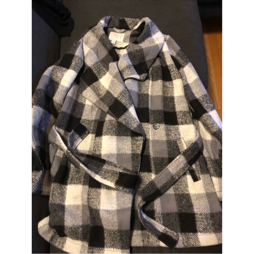 Black and White Plaid Pea Coat